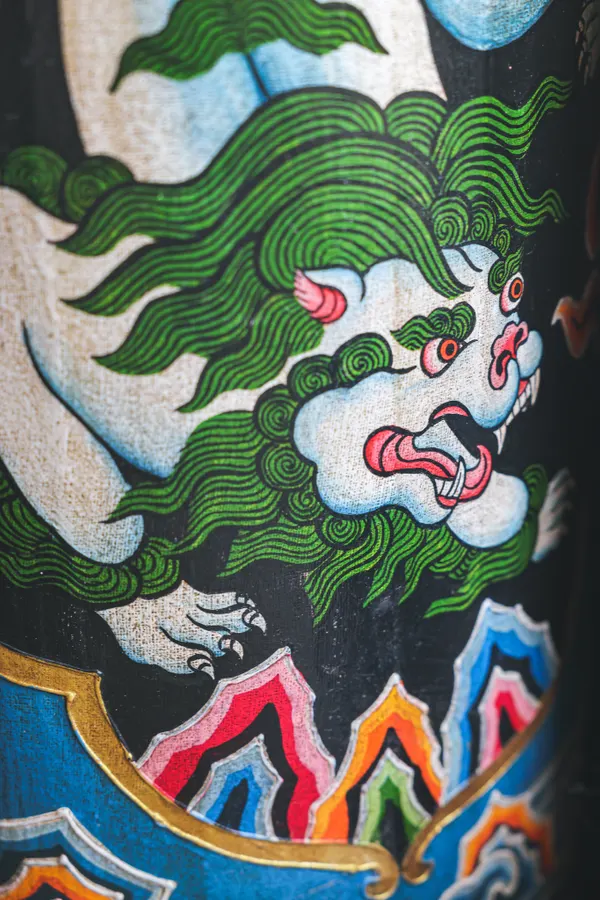 A colourful hand-painted traditional decorative motif