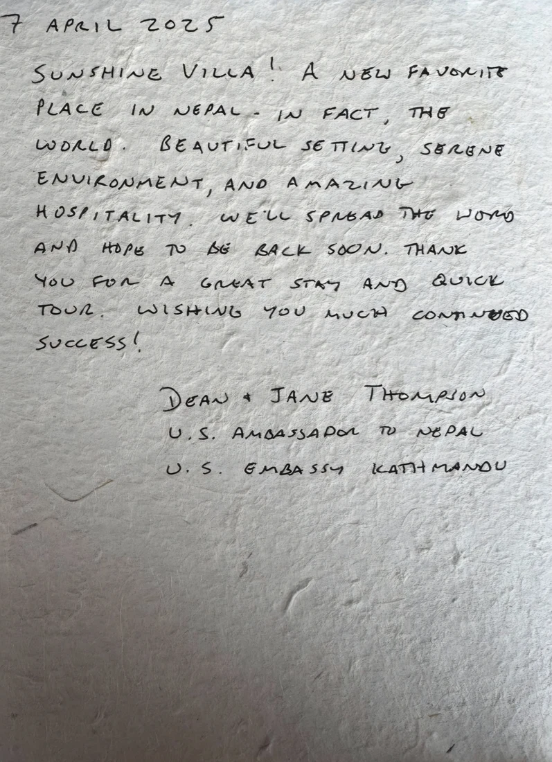 Original handwritten guestbook page signed by Dean and Jane Thompson